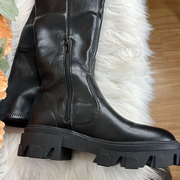 Nine West Nans Faux Leather Over-The-Knee OTK Pull-On Lug Sole Boot Size 8 - Picture 9 of 9